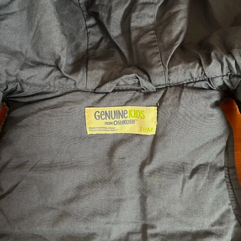 Genuine Kids Oshkosh Navy Puffer Vest Faux Fur Hood - Size 18 Months